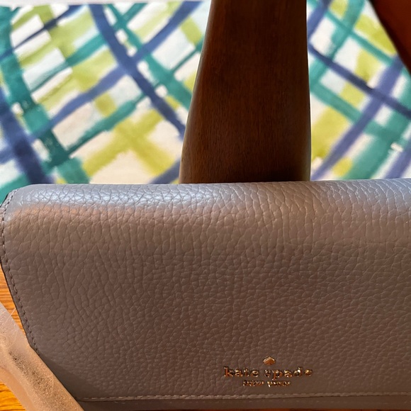 NEW kate spade New York Leather Harlow Wallet On A String In Dusty Blue - Picture 8 of 9